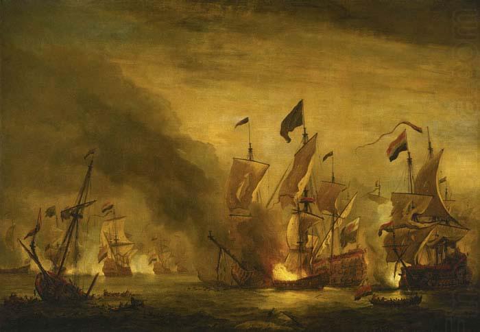 VELDE, Willem van de, the Younger The burning of the Royal James at the Battle of Solebay china oil painting image